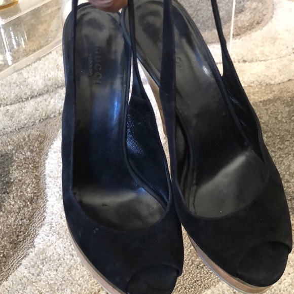 Gucci Tattoo Suede Wedges - Picture 4 of 7